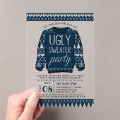 Lelijk Blauw Kersttrui Vakantie Party Acryl Uitnodigingen (Insitu (Draagbaar))