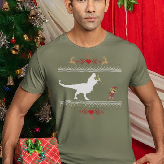 Lelijk dinosaurus elf kersttrui Funny Shirt