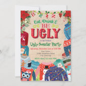 Lelijk "Eet Drink & wees lelijk" Christmas Sweater Feestdagenkaart (Voorkant)