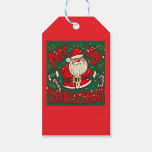 Lelijk en grappig Santa's Design Cadeaulabel (Voorkant)