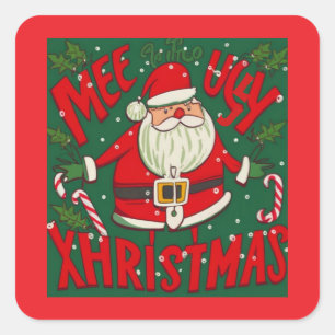 Lelijk en grappig Santa's Design Vierkante Sticker