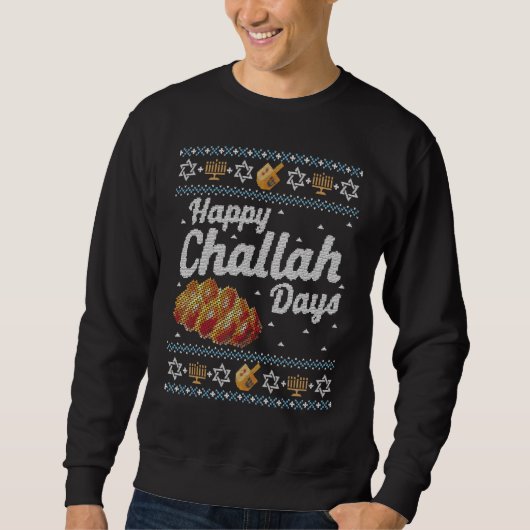Lelijk Hanukkah Trui Happy Challah Dagen Swea (Voorkant)