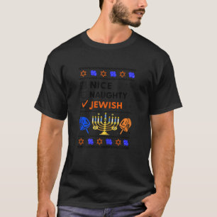 Lelijk Hanukkah-trui Nette stoute joodse vrouwen T T-shirt