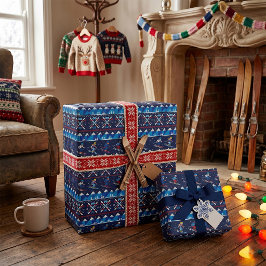 Lelijk Kerst Skihoutmotief Vakantie Cadeaupapier