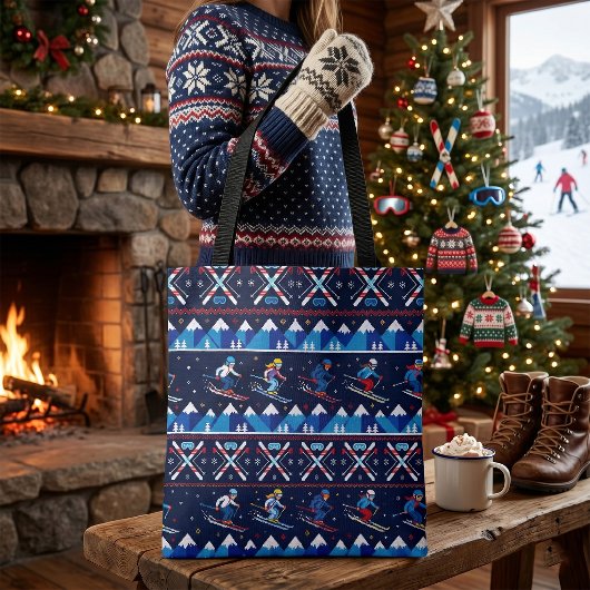 Lelijk Kerst Skipatroon Vakantie  Tote Bag
