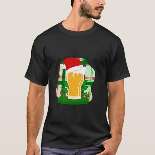 Lelijk Kerstbier Kerstman Holly Plaid Grappig T-shirt (Voorkant)