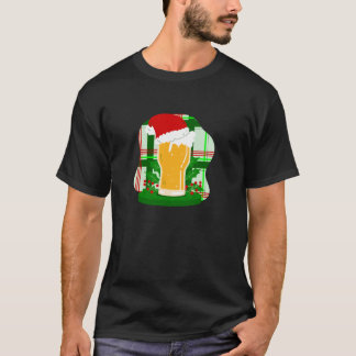 Lelijk kerstbier Santa Claus Holly plaid grappig T-shirt