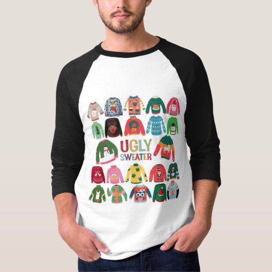 Lelijk kerstfeest Raglan T-shirt (Voorkant)