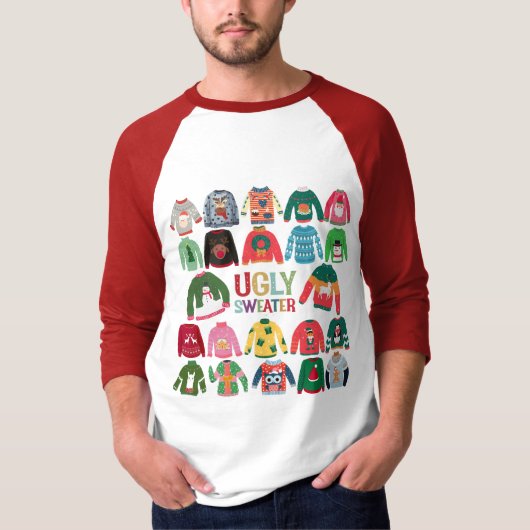 Lelijk kerstfeest Raglan T-shirt (Voorkant)