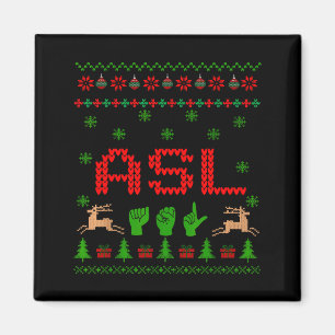 Lelijk Kerstmis Asl Gebaar Hand Gebarentaal Dove T Magneet