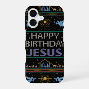 Lelijk Kerstmis-trui Gelukkig Jezus-verjaardag iPhone 16 Hoesje