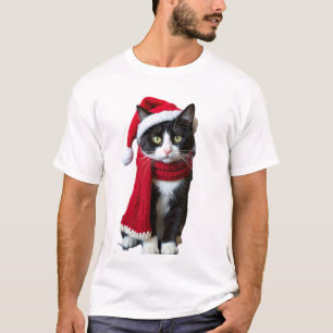 Lelijk Kerstmis Zwarte Kat Kerstman Hoed Sjaal Vak T-shirt