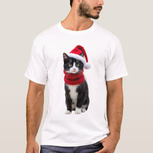 Lelijk Kerstmis Zwarte Kat Kerstman Hoed Sjaal Vak T-shirt