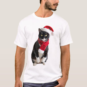 Lelijk Kerstmis Zwarte Kat Kerstman Hoed Sjaal Vak T-shirt