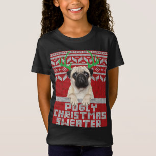 Lelijk kerstpatroon Schattige Pug Pugly Christmas T-shirt