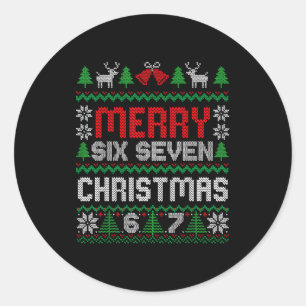 Lelijk Kerstsweater 67 Zes Zeven 6 7 Meme Grappig Ronde Sticker