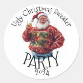 Lelijk Kersttrui Feestje Ronde Sticker (Voorkant)