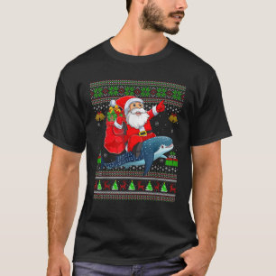 Lelijk Kersttrui Funny Santa Riding Whale Shark C T-shirt