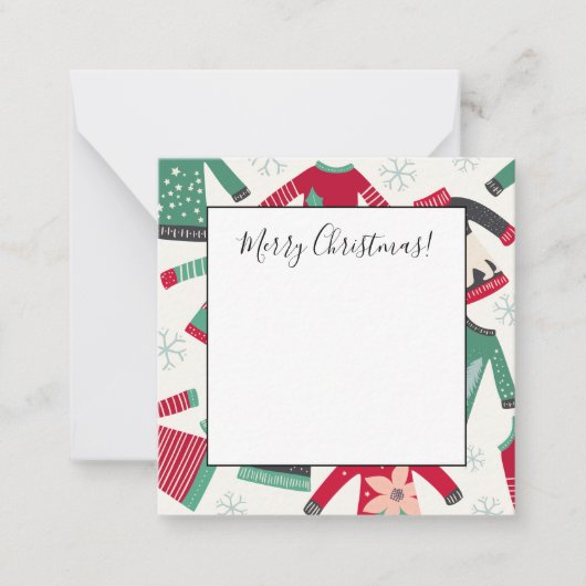 Lelijk Kersttrui Kerstpatroon Groen Rood Notitiekaartje (Voorkant)