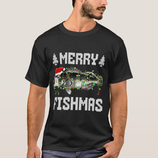 Lelijk Kersttrui Merry Fishmas T-shirt (Voorkant)