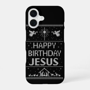 Lelijk Kersttrui Ontwerp Gelukkig Verjaardag Jezus iPhone 16 Hoesje
