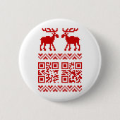 Lelijk Kersttrui QR Code Gelukkig Nieuwjaar ! Ronde Button 5,7 Cm (Voorkant)