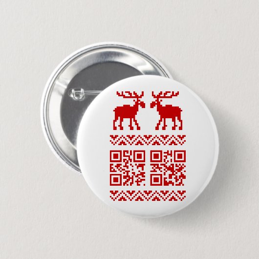 Lelijk Kersttrui QR Code Gelukkig Nieuwjaar ! Ronde Button 5,7 Cm (Voorkant /achterkant)