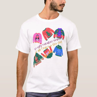 Lelijk T-shirt met kersttrui-motief, Kerst T