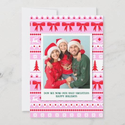 Lelijk Trui is het Seizoen Familie Foto Feestdagenkaart (Achterkant)