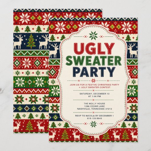 Lelijk Trui Kerstfeest Kaart (Voorkant / Achterkant)