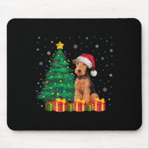 Lelijke Airedale Terrier Kerstman Hoed Kerstverlic Muismat