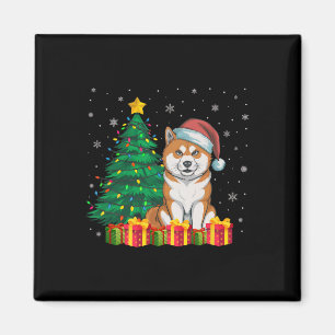 Lelijke Akita Inu Santa Hat Kerstverlichting Honde Magneet