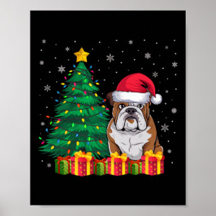 Lelijke Amerikaanse Bulldog Santa Hat Christmas Li Poster