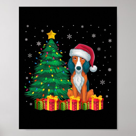 Lelijke Amerikaanse Foxhound Santa Hat kerstverlic Poster (Voorkant)