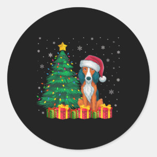 Lelijke Amerikaanse Foxhound Santa Hat kerstverlic Ronde Sticker