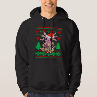 Lelijke Anime Kerstmuts Kawaii Axolotl Eetend Hoodie