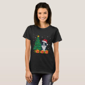Lelijke Border Collie Santa Hat Kerstverlichting H T-shirt (Voorkant volledig)