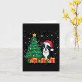 Lelijke Boston Terrier Santa Hat Kerstverlichting  Kaart (Gele Bloem)