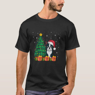Lelijke Boston Terrier Santa Hat Kerstverlichting  T-shirt
