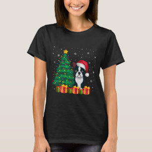 Lelijke Boston Terrier Santa Hat Kerstverlichting  T-shirt