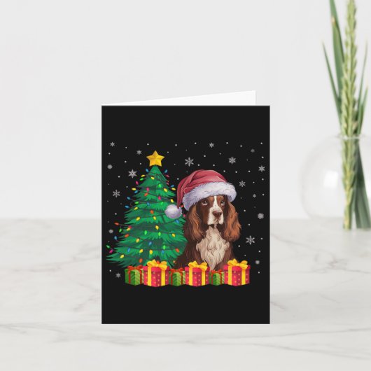 Lelijke Boykin Spaniel Santa Hat Christmas Lights  Kaart (Voorkant)