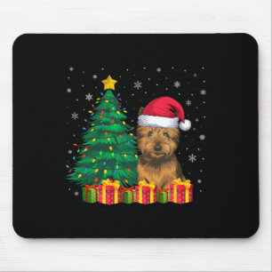 Lelijke Cairn Terrier Kerstman Hoed Kerstverlichti Muismat