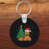 Lelijke Cairn Terrier Kerstman Hoed Kerstverlichti Sleutelhanger (Voorkant)