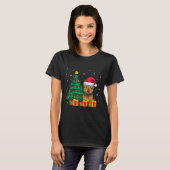 Lelijke Cairn Terrier Kerstman Hoed Kerstverlichti T-shirt (Voorkant volledig)