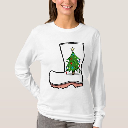 Lelijke Cajun Kerst trui Shrimping Boots T-shirt (Voorkant)