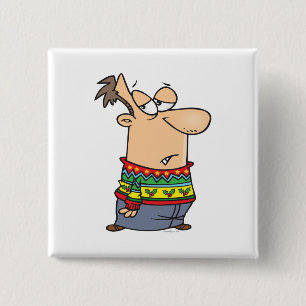 lelijke cartoon voor kerstzweten vierkante button 5,1 cm