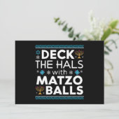 Lelijke Chanoeka Deck Hall met Matzo Ball Chanoeka Kaart (Staand voorkant)