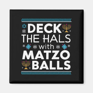 Lelijke Chanoeka Deck Hall met Matzo Ball Chanoeka Magneet