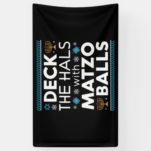 Lelijke Chanoeka Deck Hall met Matzo Ball Chanoeka Spandoek (Verticaal)