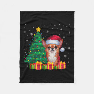 Lelijke Chihuahua Santa Hat Kerstverlichting Honde Fleece Deken